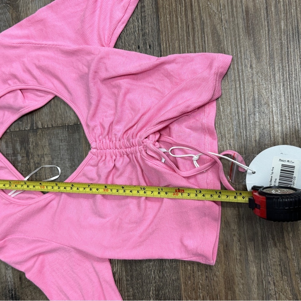 Princess Polly Pink Ruched Drawstring Open Back Crop Top XXS NWT - Picture 7 of 7